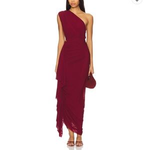 Elegant One-Shoulder Burgundy Dress